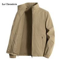 La Chessiers官方立领夹克外套男春秋季防水加大码宽松户外可脱卸帽冬季加绒