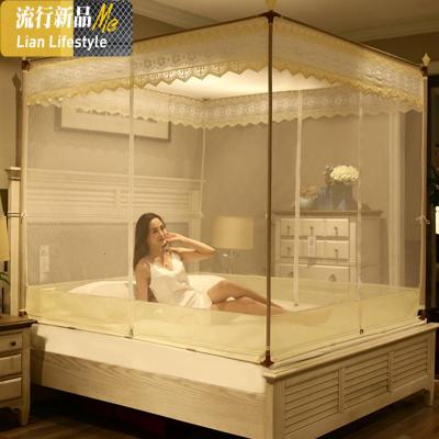 蚊帐新款防摔蒙古包方顶公主风拉链三开1.5米1.8m床双人家用 三维工匠