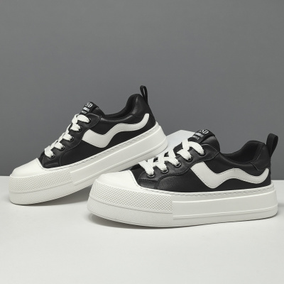 男式头层牛皮厚底饼干鞋男款潮鞋真皮百搭欧洲站高端男士休闲鞋男