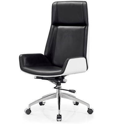 慧采云 办公椅老板椅电脑椅逍遥升降包裹舒适靠背椅一体式扶手实木靠背真皮贴面椅