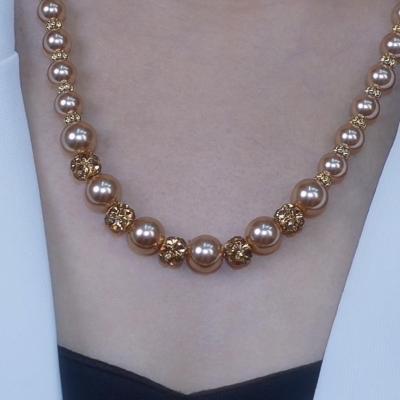 原创香槟色珍珠项链轻奢设计师款小众锁骨链2025新款毛衣链女送女朋友老婆情人节七夕生日礼物