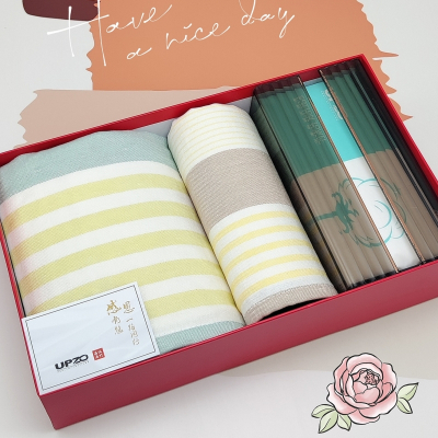 优品尚竹UPZO纱布浴巾套装礼盒BY-219