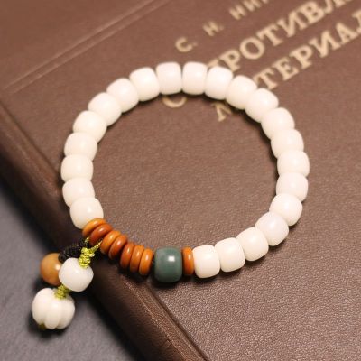 民族风纯天然手工编织时尚盘玩菩提子佛珠白菩提根男女手串手链送女朋友老婆情人节七夕生日礼物