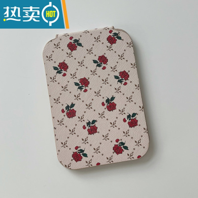 敬平~皮质复古折叠镜 卧室宿舍桌面台式化妆高清梳妆镜子便携式用镜 复古玫瑰折叠镜小号