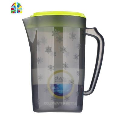 贝合耐热冷水壶大容量塑料凉水壶家用果汁扎壶韩式创意凉水杯套装 FENGHOU 绿灰色(2200ML)