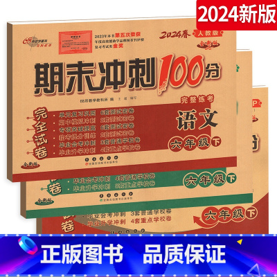 语文 [正版]2024期末冲刺100分 六年级下册 语文数学英语3本套装 人教版全新版 小学6年级下册总复习测试卷 期末