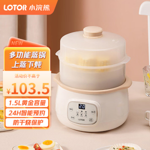 LOTOR电炖锅全自动炖汤锅电砂煲汤煮粥神器隔水电炖盅宝宝婴儿辅食锅不溢锅 1L白色