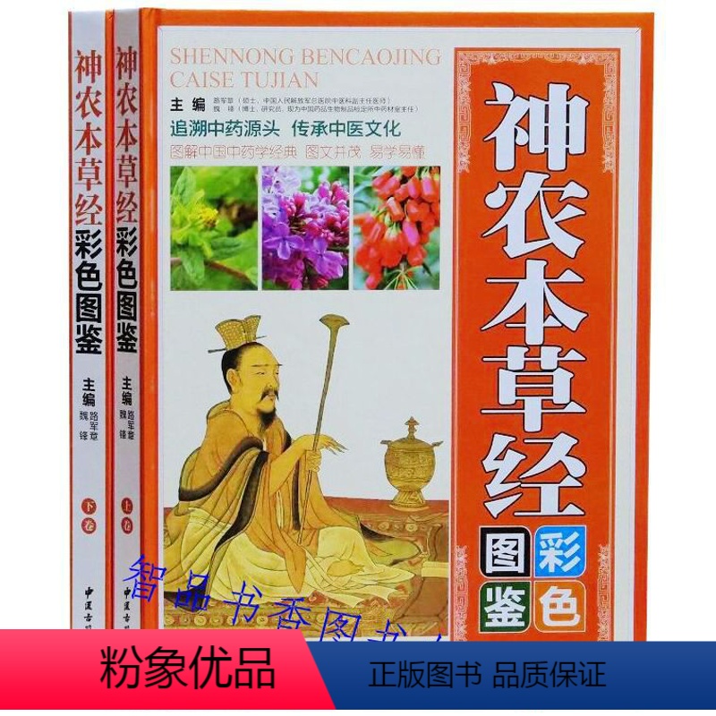[正版]神农本草经彩色图鉴彩图版全2册精装原文白话释文附方药膳食疗 神农本草经原著中草药彩色图谱中医四大名著养生保健医