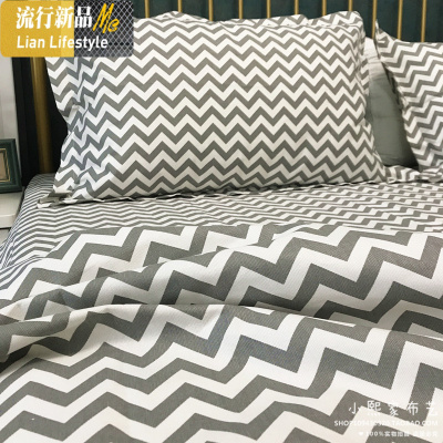 灰色波普纹 优质老粗布棉床单被套棉帆布学生宿舍床品 可定做 三维工匠