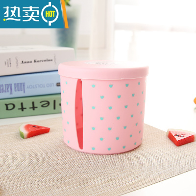 敬平泰禾小清新纸巾盒卫生间厕所圆形卷纸筒侧拉卷纸盒家用抽纸收纳盒 圆形5012 清新粉