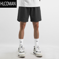 HLCOMAN夏季美式休闲黑色4分短裤宽松男生裤子运动篮球裤过膝四分裤