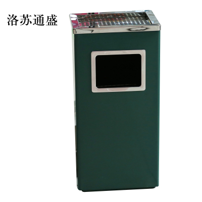 洛苏通盛不锈钢垃圾桶烟蒂柱灭烟桶带烟灰缸室外电梯口立式丽格长方形绿色