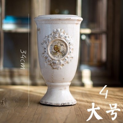 美帮汇美式乡村陶瓷花瓶 花器 花柱花台冰裂纹艺术装饰台面摆放 4
