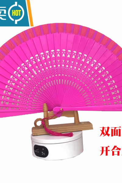 XIANCAI纯红色古风旗袍舞蹈扇模特走秀跳舞扇子折扇西班牙舞蹈双面扇新款 玫红平板 纯色玫红