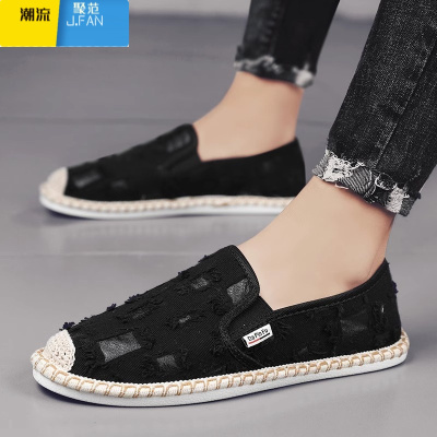 聚范渔夫帆布男鞋夏季透气鞋子男士懒人一脚蹬老北京布鞋百搭潮鞋