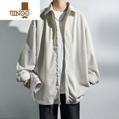 YANXU衬衫男长袖日系宽松痞帅衬衣外套男士潮牌工装翻领夹克上衣