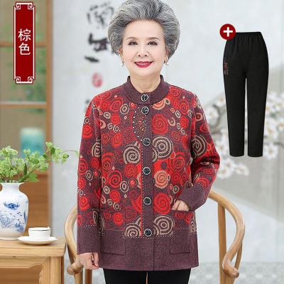迪鲁奥(DILUAO)轻奢品质中老年人秋装女宽松型袖妈妈两件套奶奶衣服婆婆外衣2021新款洋气上衣
