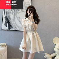 YIBUSHENG富家千金连衣裙女季甜辣妹泡泡袖在逃公主裙法式小个子收腰裙子