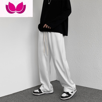 七斓垂感休闲裤男百搭直筒宽松阔腿裤潮牌ins港风拖地长裤子加绒