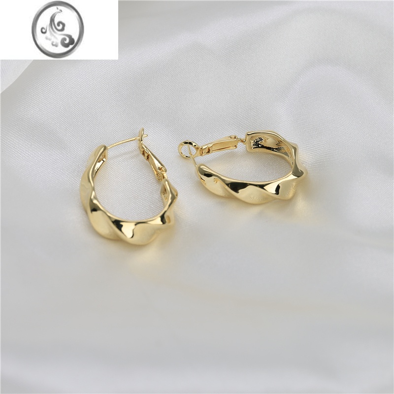 JiMi欧美小众金属耳圈女极简ins风麻花耳环时尚个性2020新潮气质耳坠