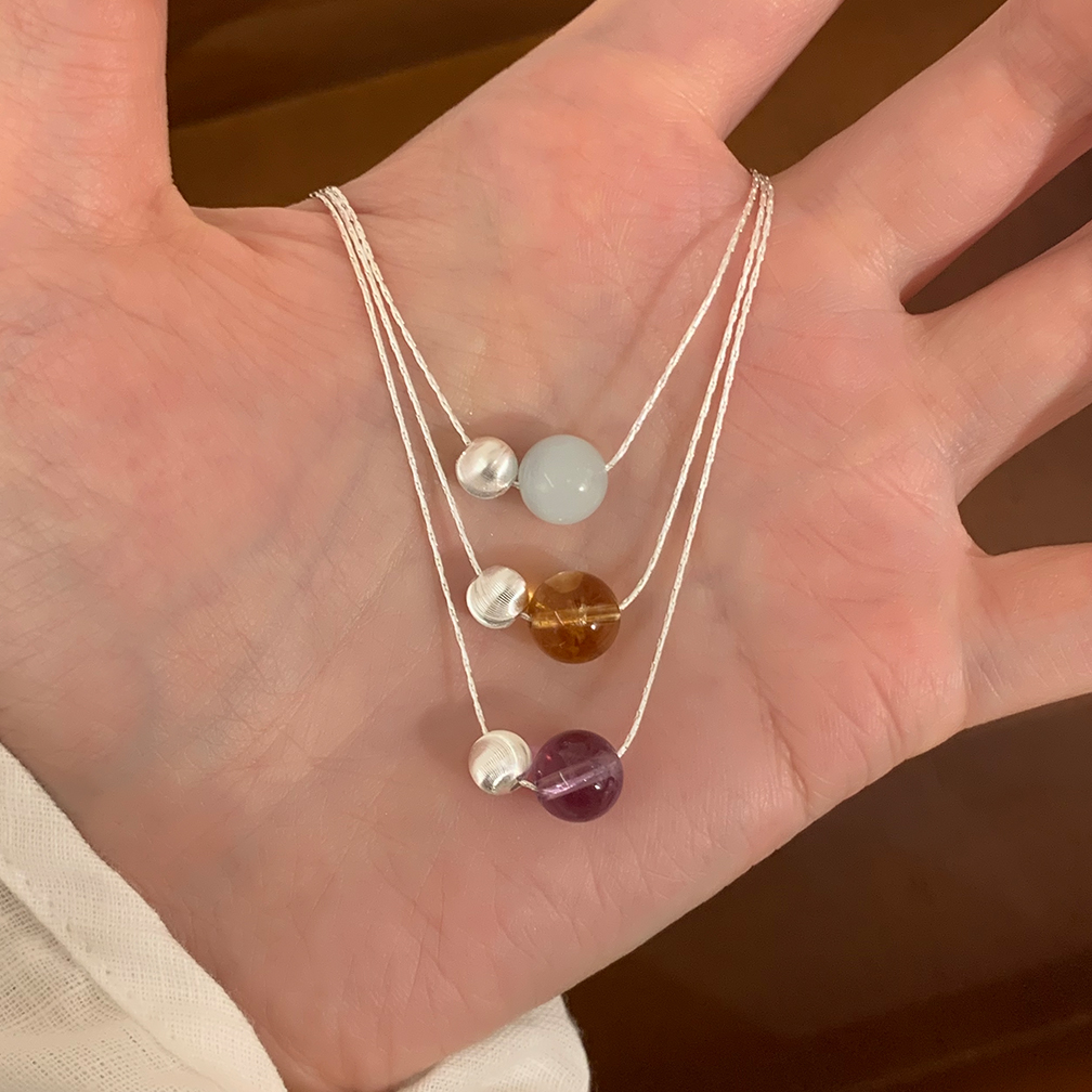 纯银天然水晶转运珠项链高级感轻奢小众气质锁骨链日常百搭送女朋友老婆情人节七夕生日礼物