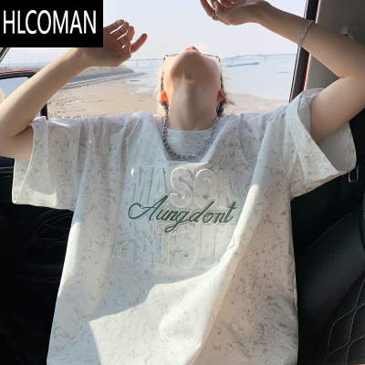 HLCOMAN字母钢印短袖T恤男款2025新款夏季宽松半袖体恤美式潮牌衣服