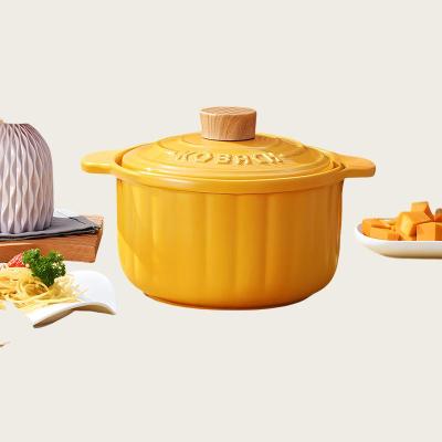 康巴赫(KBH)砂锅陶瓷煲养生煲炖锅炖肉汤锅中药锅煮粥焖饭煲仔饭明火燃气专用南瓜黄[适合2-4人]3.5L