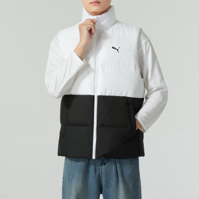 彪马(PUMA)羽绒马甲男装新款立领防风保暖羽绒背心外套撞色拼接马甲687300-51 ZP