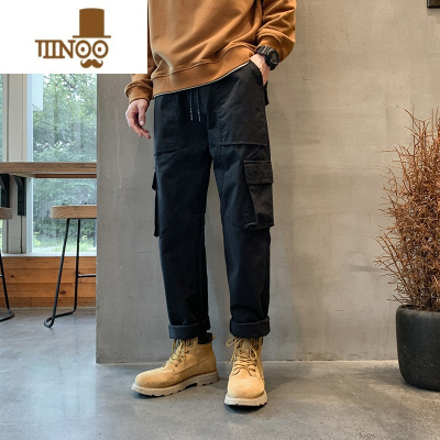 YANXU美式复古工装裤男夏季宽松直筒多口袋设计感痞帅日系休闲长裤