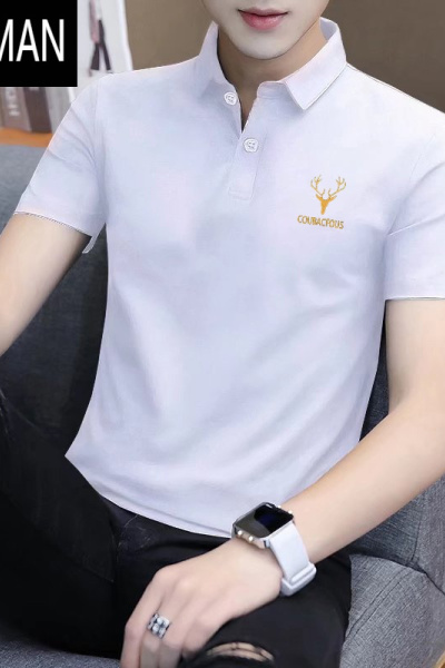 HLCOMAN冰丝男士短袖polo衫夏季时尚衬衫领t恤薄款夏装有领半截袖上衣服