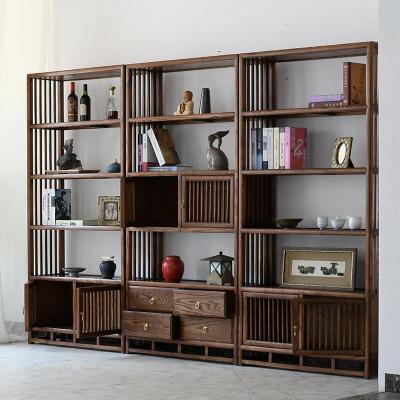 森美人新中式书架书柜组合书房隔断博古架简约现代收纳展示架实木置物架