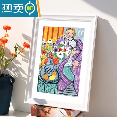 敬平简约相框挂墙装裱四4K开8k八木质素描画框12寸16外框a4纸展示框A3 945-亮白色 20寸挂墙[可放40.6*