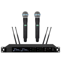 启诺 QN-MW2200E 一拖二无线手持真分集麦克风 会议演讲发言手持话筒 黑(台)