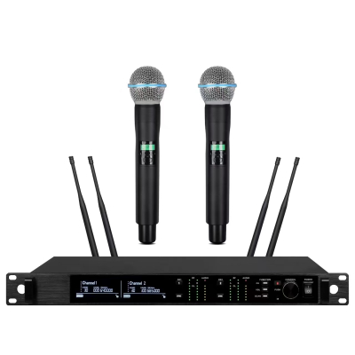 启诺 QN-MW2200E 一拖二无线手持真分集麦克风 会议演讲发言手持话筒 黑(台)