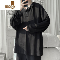 YANXU特大码300斤V领垂感长袖T恤男薄款潮牌宽松感内搭打底衫2