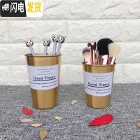 三维工匠笔筒创意时尚简约北欧风ins金色收纳盒化妆刷桶桌面摆件办公文具 大号玫瑰金304不锈钢笔筒