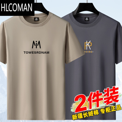 HLCOMAN夏季新款短袖t恤男圆领百搭上衣青年潮流休闲大码半袖打底衫