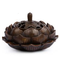 美帮汇香炉铜莲花香薰炉香道用品居室佛堂摆件紫铜香炉佛具用品