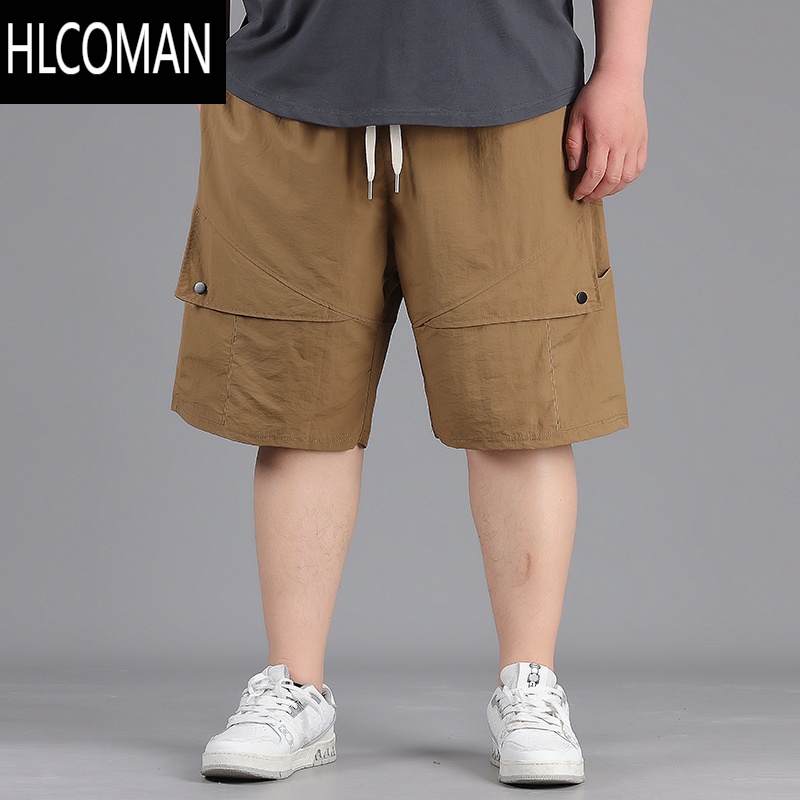 HLCOMAN大码冰丝工装短裤男士夏季速干五分裤潮牌胖子加肥加大休闲宽松潮