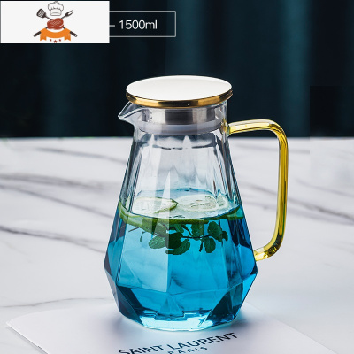 冷水壶凉水壶玻璃可高温开水壶凉水杯套装家用大容量扎壶轻奢欧式 敬平