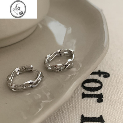 JiMi极简主义不规则扭曲耳扣夏时尚百搭耳饰2023新款简约耳环网红女