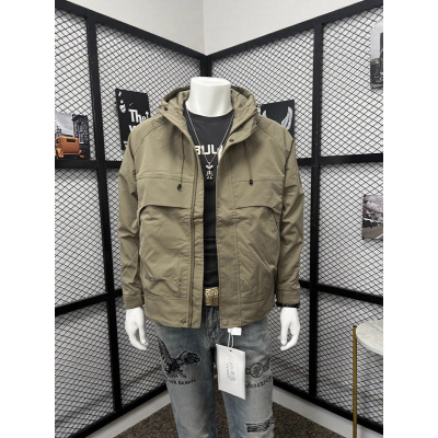 时尚潮流百搭工装连帽男士夹克秋季新款纯色户外休闲外套上衣