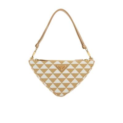 普拉达(PRADA)女士织物皮革单肩包小巧便携时尚百搭配件日常通勤