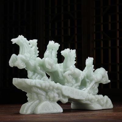 美帮汇八骏雄风玉石马摆件马到成功工艺品办公室开业礼品