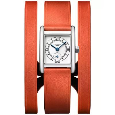 Longines/浪琴女士瑞士石英真皮三排扣银盘防水小方块腕表mm