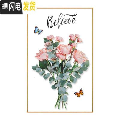 三维工匠玫瑰十字绣2019新款线绣客厅小幅小件花卉自己绣手工卧室清 [非满绣]50X75CM[丝线][小版][31种线]