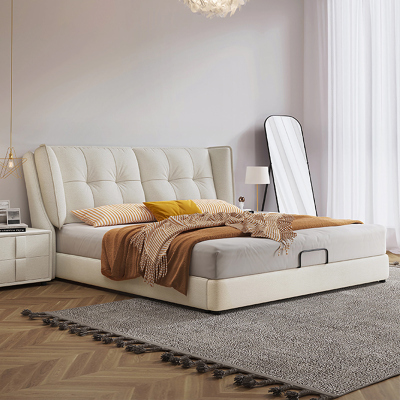 欧梵森 床 意式轻奢双人床科技布美式软床1.5米主卧床家用储物床1.8米北欧软包床欧式大床大小户型婚床现代简约实木