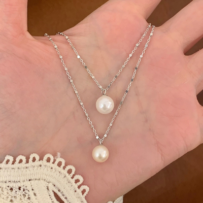 纯银天然珍珠项链女款2025新款日常百搭锁骨链高级感轻奢送女朋友老婆情人节七夕生日礼物