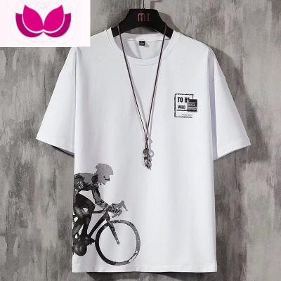 七斓男士短袖t恤 圆领黑白条纹半袖韩版修身潮流体恤衫男装夏季上衣服