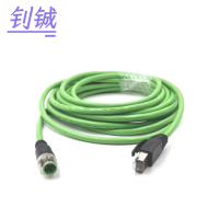 钊铖 直头连接线M12转RJ45网线4针2米/根